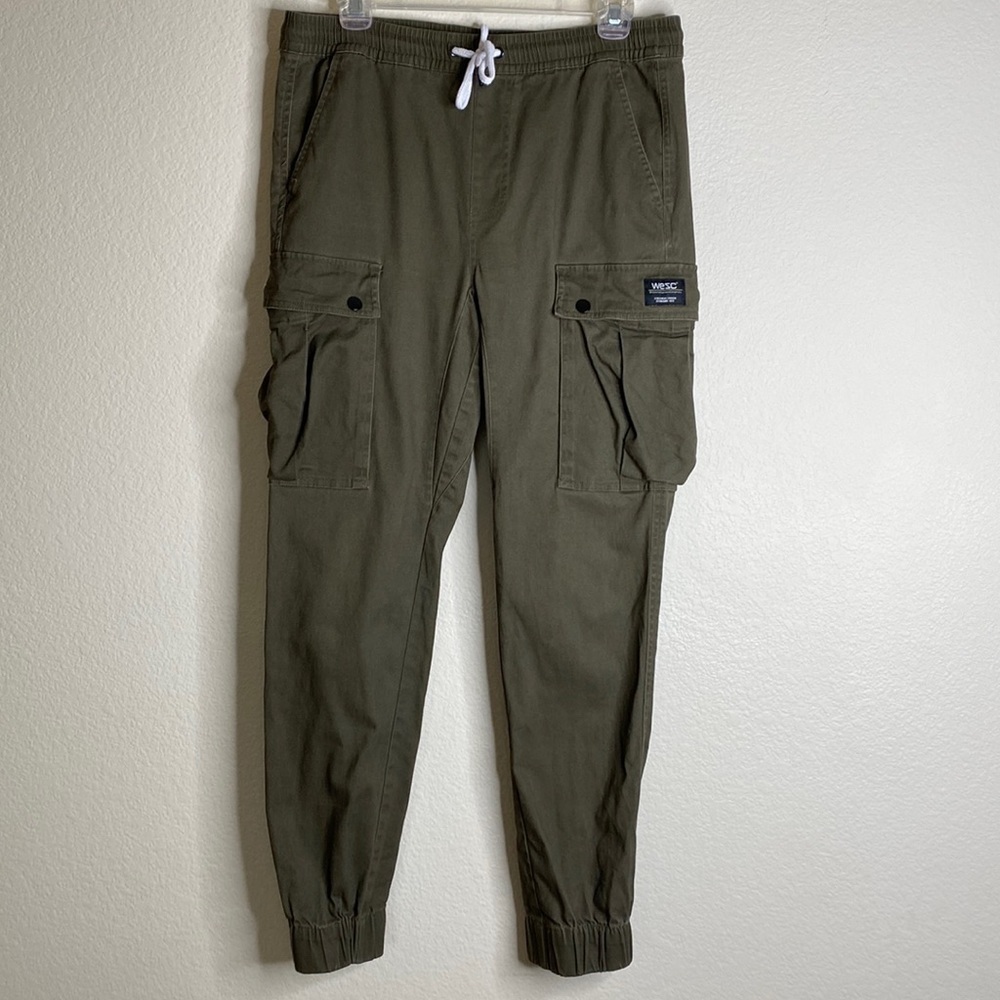 Wesc slim utility cargo joggers olive Sz medium womens
